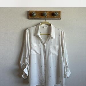 Olive & Oak White Button Down Shirt with Multicolor Dots